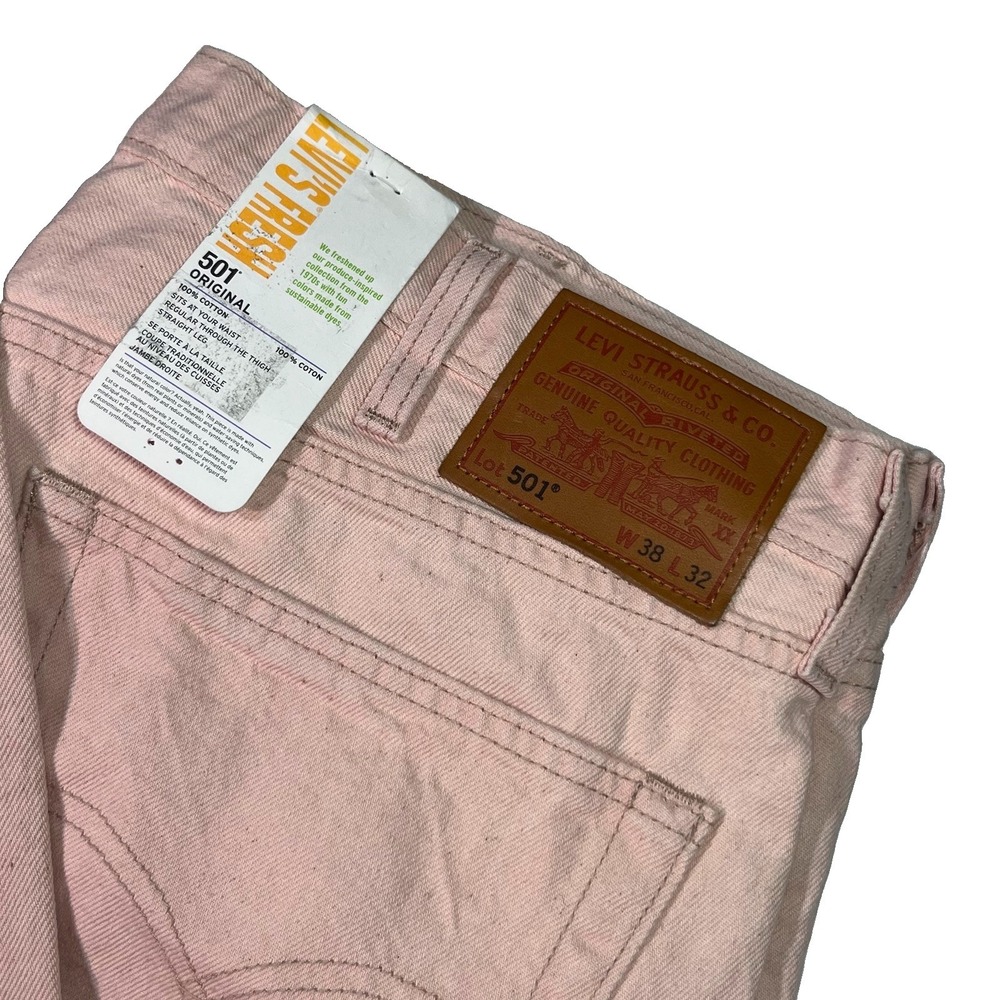 Nwt LEVI'S FRESH Produce  501 ORIGINAL Premium LIGHT PINK 38x32 Lemon